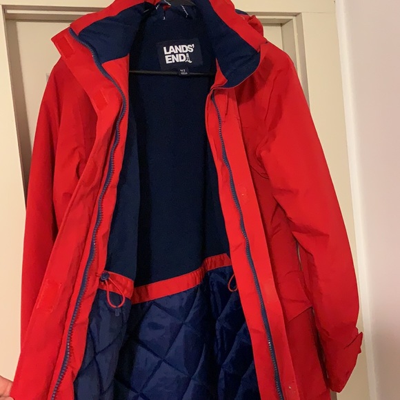 Lands’ End Women’s Small/T 6-8 parka red hooded - Picture 5 of 7